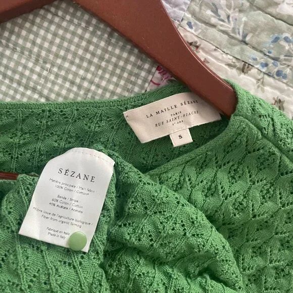 Sezane Adela Cardigan Bright Green - Size S - Picture 5 of 6